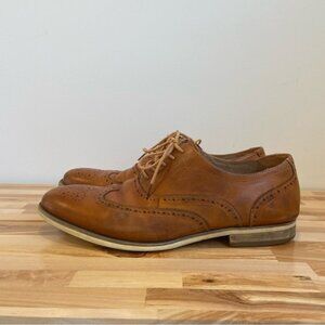 Steve Madden men Romah leather dress shoes camel tan ecru white sole size 10,5